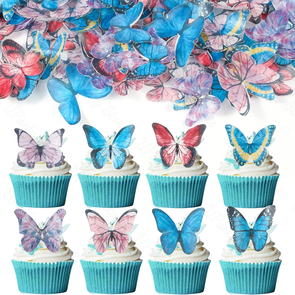 48 Stück lila Schmetterling Kuchen Dekoration bunte 3D Schmetterlinge Cupcake Topper für Geburtstag Hochzeit Schmetterling Kuchen Dekor Versorgung – Detail 15