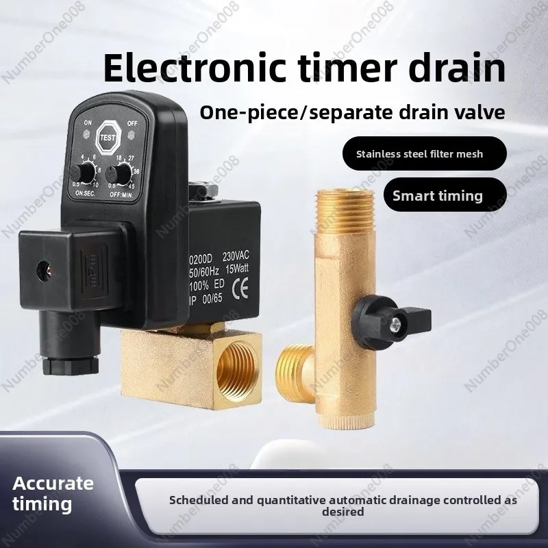 Electronic Timer Drain Valve (OPT-A/B), 1/2 Inch Automatic Water Release Valve with Digital Display for Tanks & Pipes