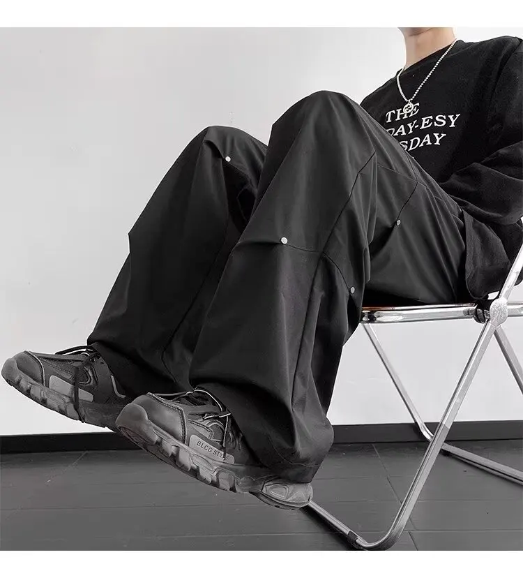 American Men's Summer Parachute Baggy Cargo Pants Straight Track Sweatpants Korean fashion Clothes 2024 Streetwear y2k pants