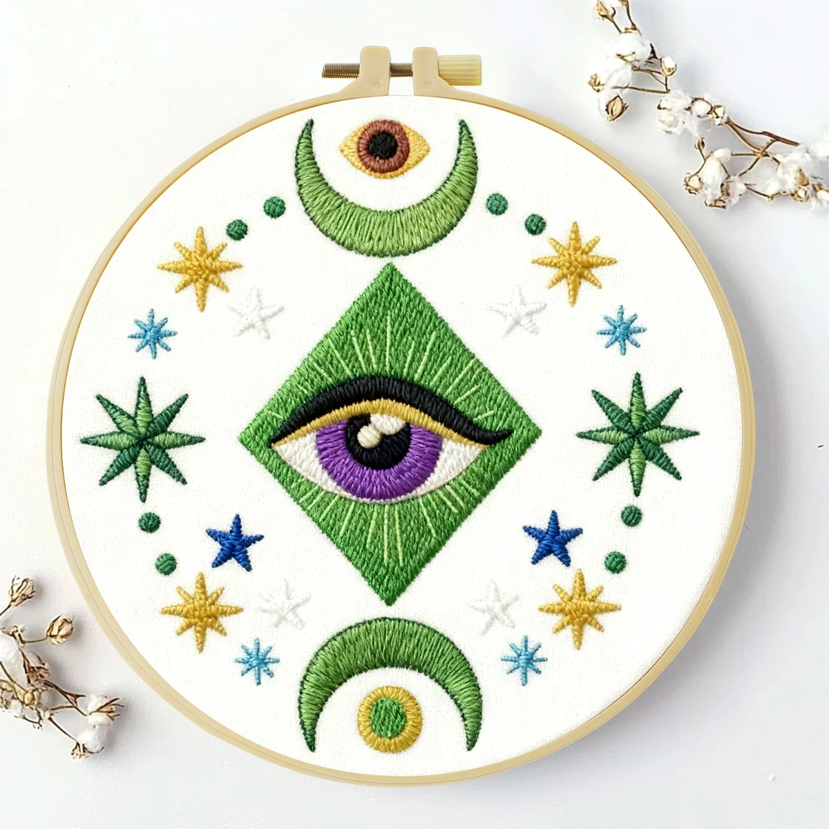 1 Stück 20x20cm/15x15cm 7,87/6,3 Zoll Augen-Stickerei-Starter-Kit DIY-Kit DIY-Stickerei-Set Handarbeiten Nähkunst-Set für Anfänger – Detail 1