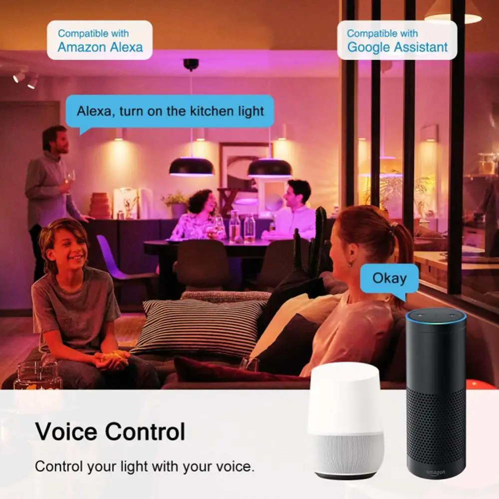 

Умная лампа, совместимая с bluetooth, 10 Вт, работает с Alexa Home Wifi