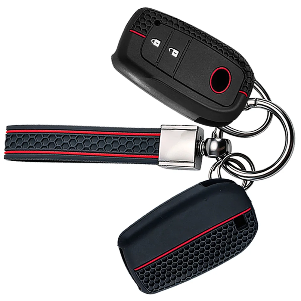 2026 Silicone Car Key Case Cover Chain For Toyota Corolla Hatchback Cross Yaris Cross Prius Hilux Land Cruiser LC200 LC250 LC300
