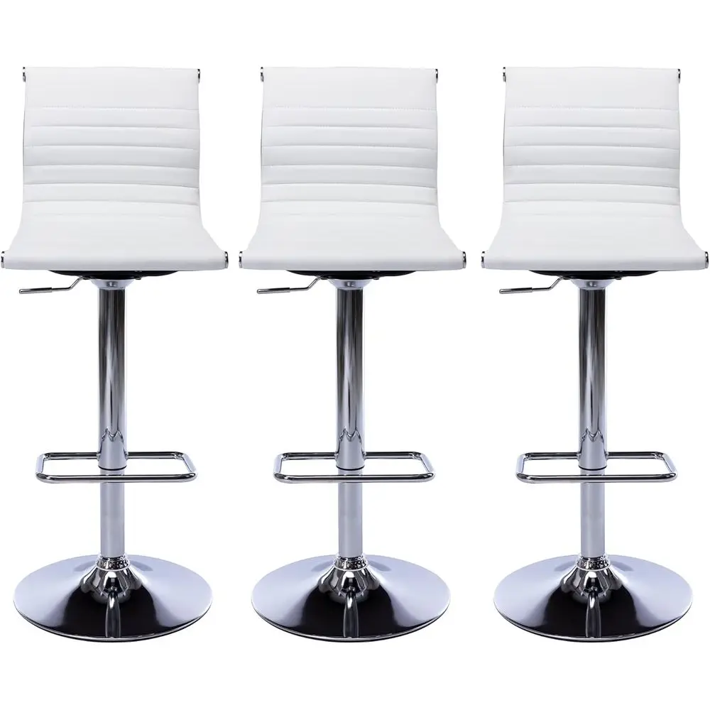 

Набор из 3-х белых кожаных поворотных барных стульев — стулья с регулируемой высотой для кухонного острова и столовой