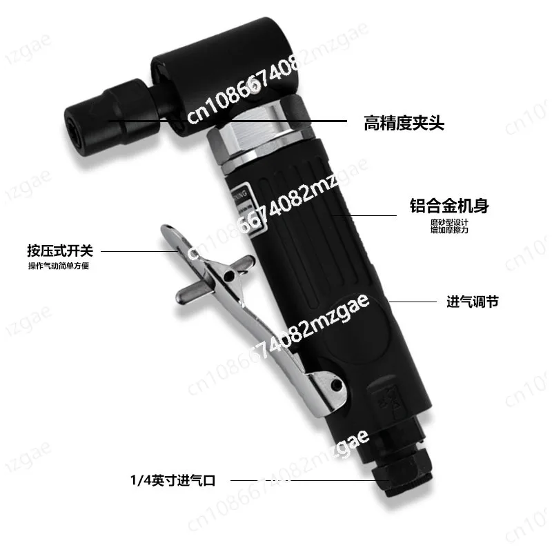 

Pneumatic 90 degree engraving mill, grinder, right angle wind grinding elbow grinding sanding and polishing machine 6mm