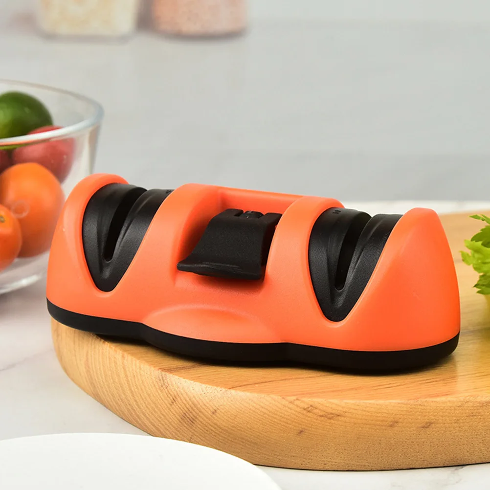 

Knives Sharpener Double Slots Kitchen Gadget Suction Cup Anti-Slip Base Household Quick Sharpening Tool Multi-Purpose Cutter