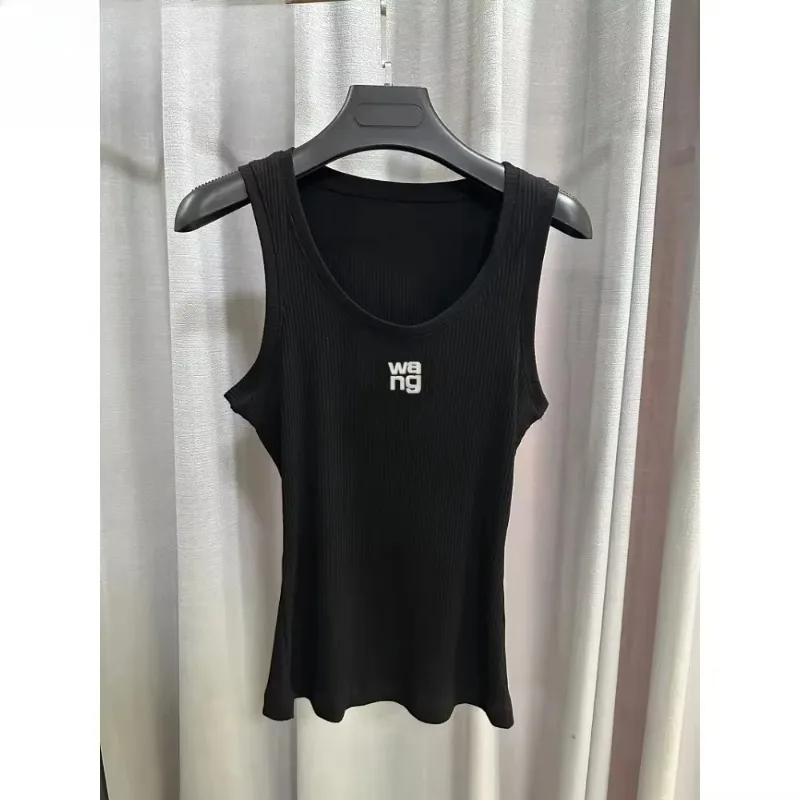 2025年トレンドレディースライトラグジュアリーラウンドネックノースリーブボトムストラップキングプリントスリムタンクトップ