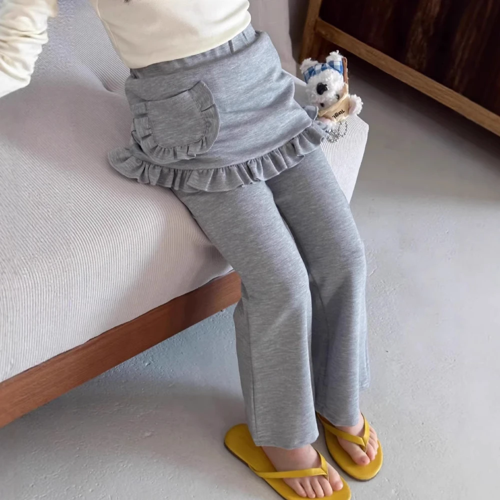 

Girls Pants 2026 Spring and Summer New Childrens Clothing Korean Style Girl Baby All Fit Slim Stretch Solid Color Flared Pants