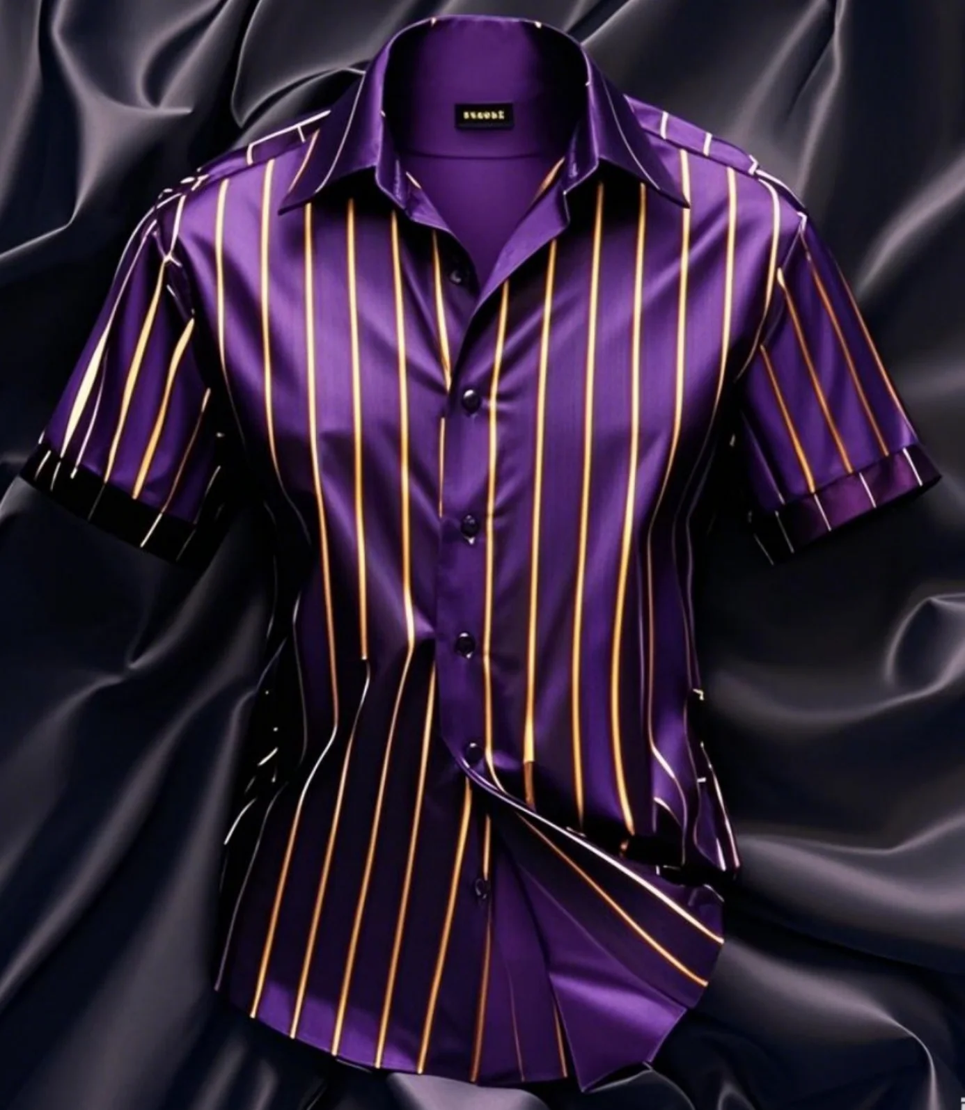 ファッションメンズストライプシャツスタイリッシュカジュアルアウトドア半袖ラペルボタンソフトで快適な素材新しいホットセールプラスサイズ