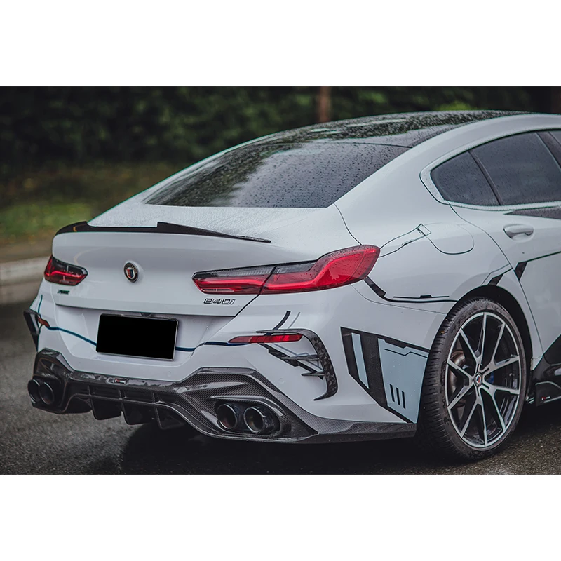 Hot Style Real Dry Carbon Fiber Rear Spoiler Wing Universal Rear Spoilers For BMW 8 Series 840i 850i G16 Foor Doors