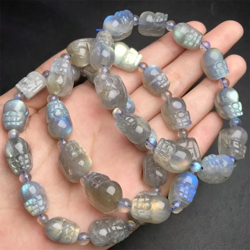 10MM Natural Gray Moon Stone Pixiu Bracelet Reiki Healing Fengshui Stone Fashion Jewelry For Women Holiday Gift 1PCS