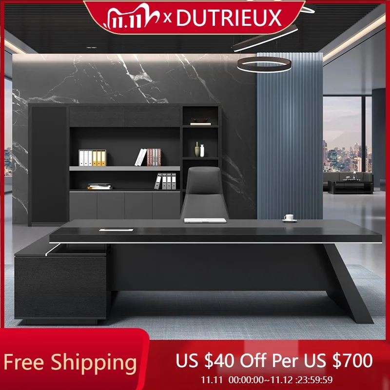 

Black Modern Office Desk Minimalist Wood Conference High End Office Desk Storage Secretary Mesa De Escritorio Office Furniture