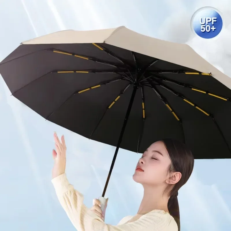 

Large Umbrella 24 Bone Automatic Light Umbrella Collapsible Large Format Outdoor Sunshade UV Protect Automatic Umbrella