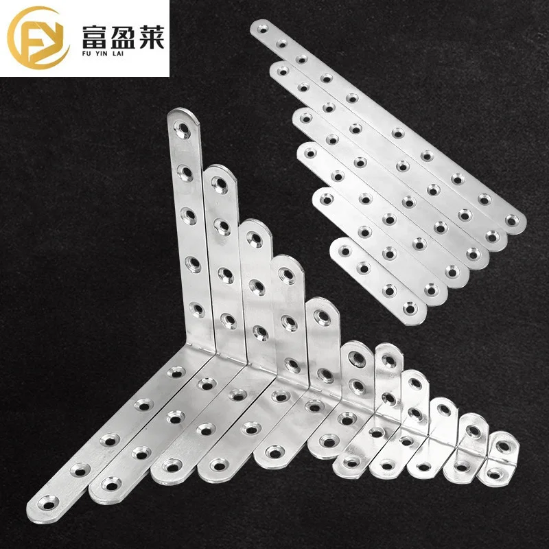 

L-type thickened stainless steel corner code 90 degree right angle fixed bracket flat piece furniture hardware fittings