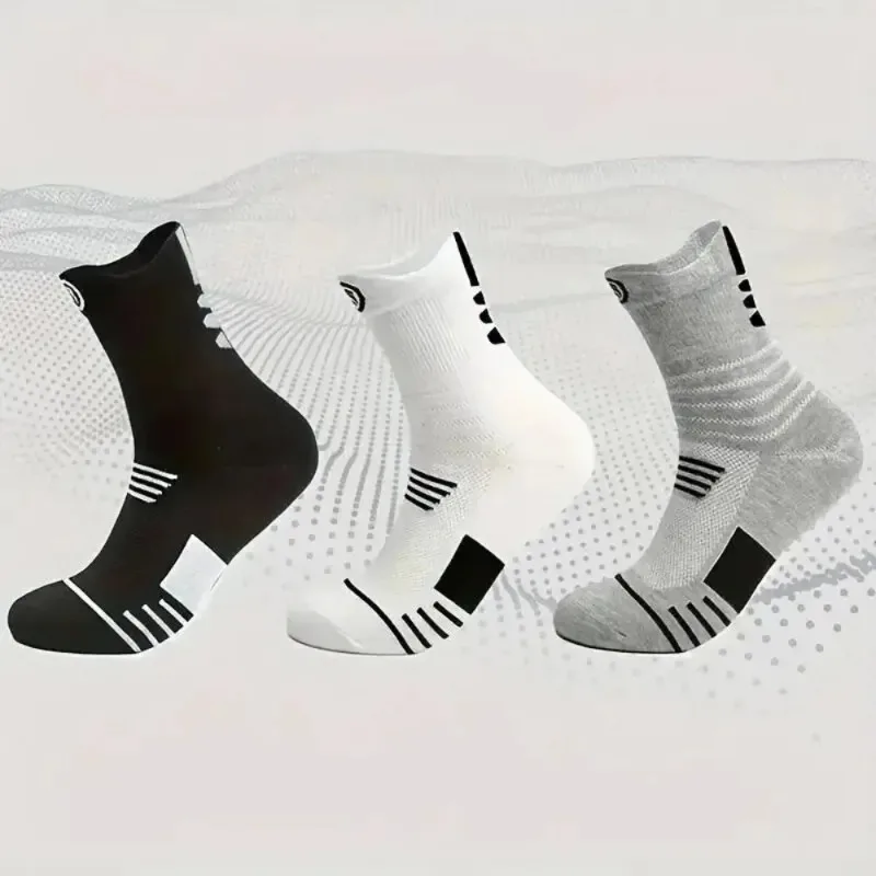 

3 Pairs Men's Performance Athletic Crew Socks Comfort Fit Cushion Breathable Socks for Outdoor Running Hiking Sports
