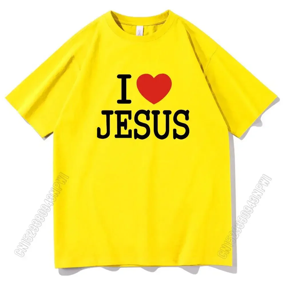ICH Liebe Jesus Oversize Schrift Druck T-Shirt Paare Koreanische Trend Schrumpf Beweis Weibliche T Shirt Männer Frauen Harajuku T-shirt