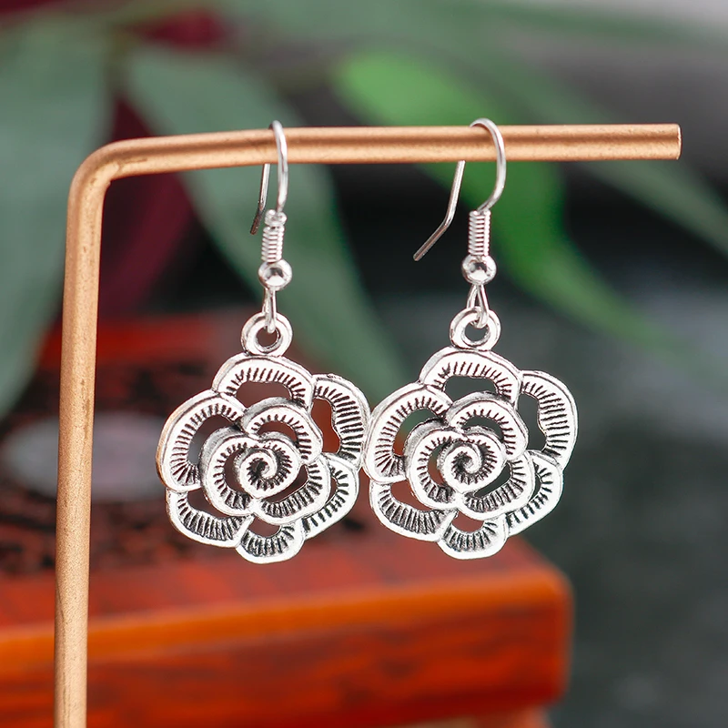 Aihua Mode Aussage böhmischen Vintage ethnischen großen runden Tropfen Ohrring lange geschnitzte Blumen Tropfen Ohrringe für Frauen – Detail 33