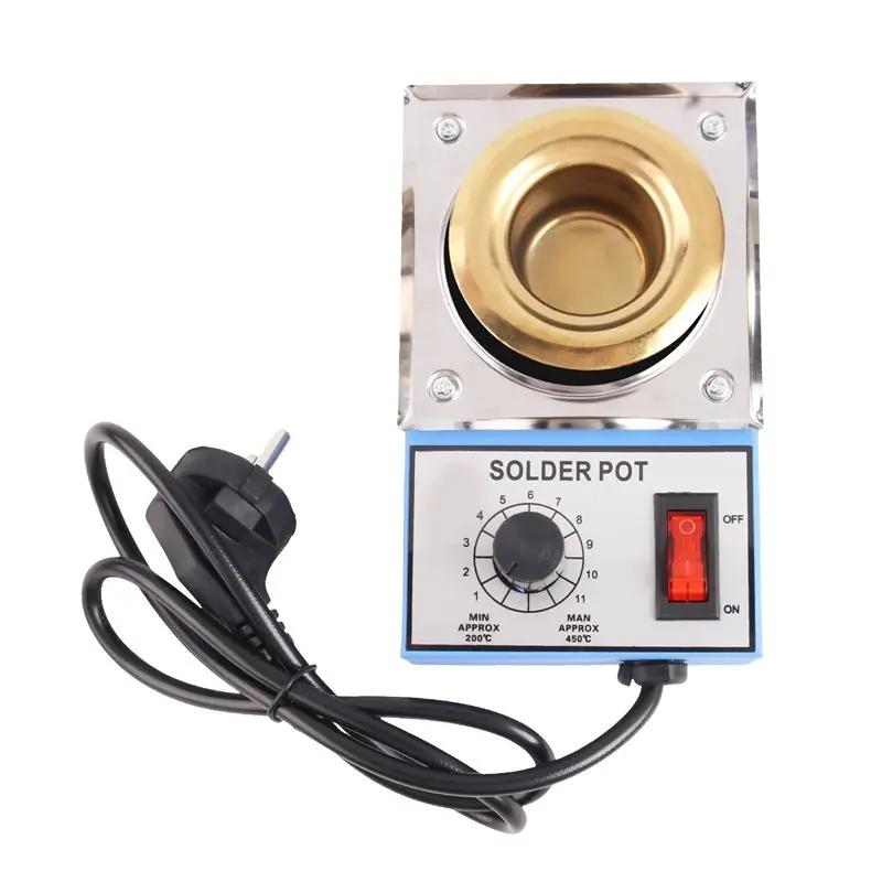 ABMH-Adjustable Temperature 200-450℃ Tin Melting Furnace Lead Free Solder Stove Pot Welding Desoldering Bath Tool EU Plug 100W