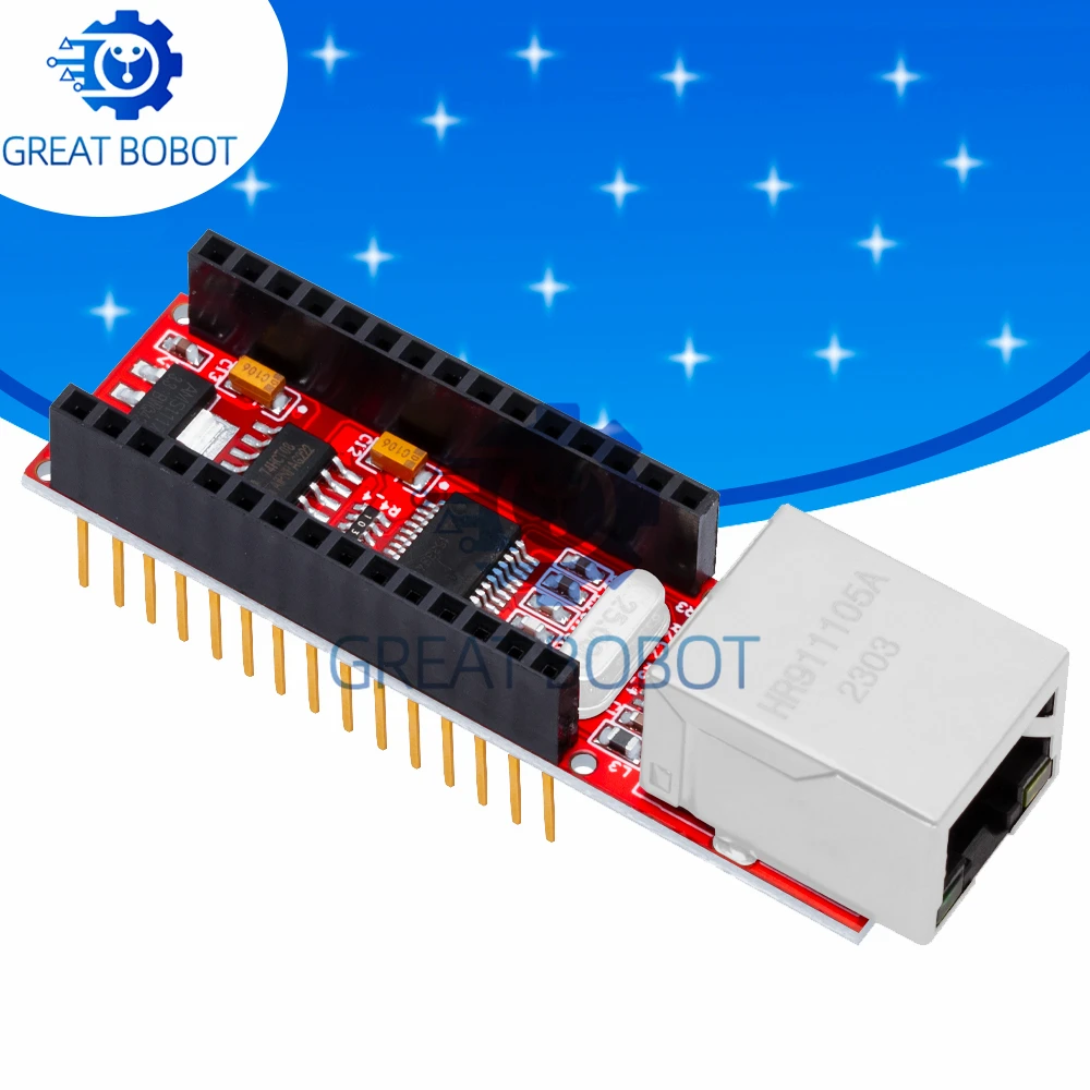 Nano V3 Ethernet Escudo ENC28J60 Microchip HR 911105 Un módulo de placa de servidor web Ethernet para Arduino Nano 3.0