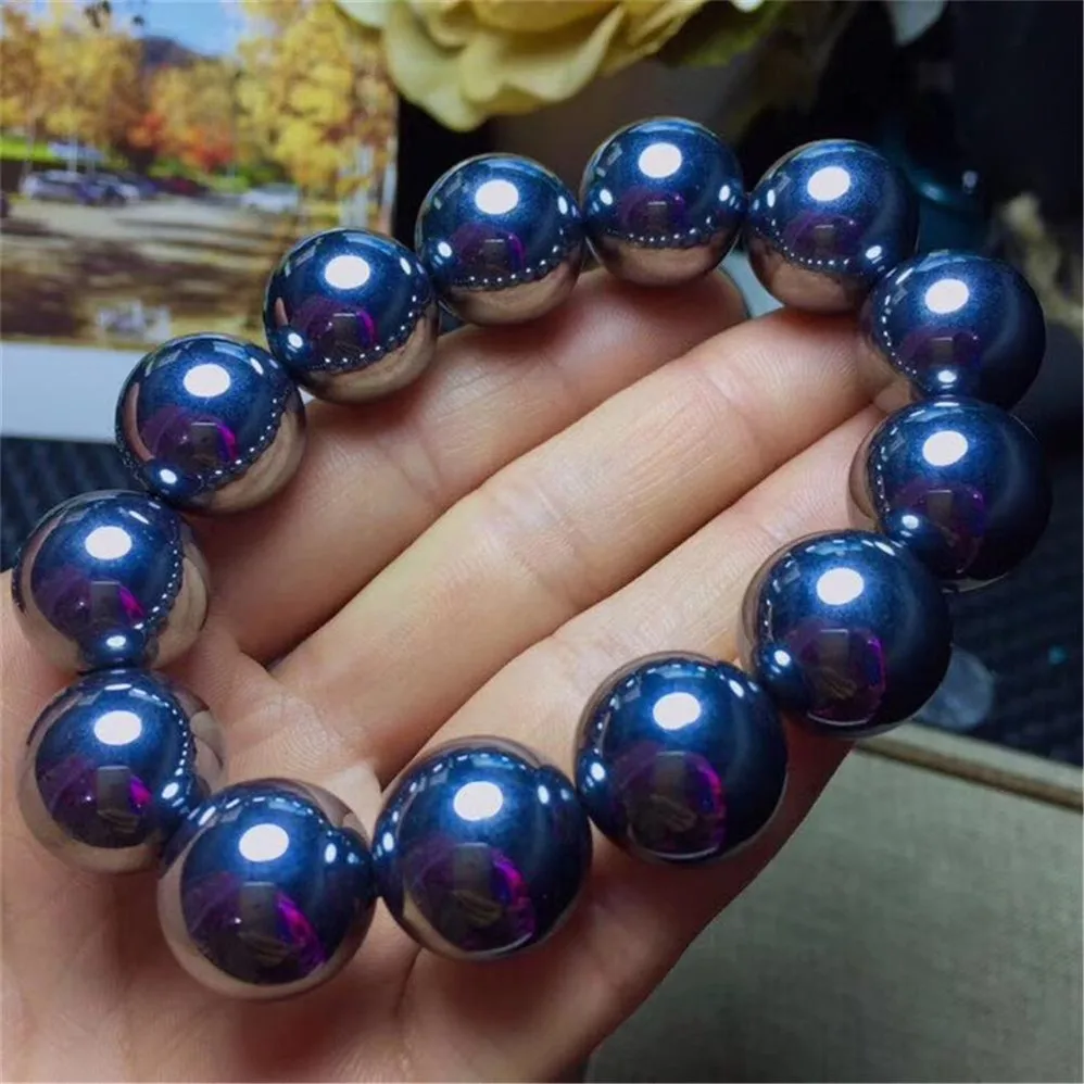 

16mm Natural Terahertz Bracelet Jewelry For Women Men Healing Crystal Beauty Gift Stone Round Beads Reiki Gemstone Strands AAAAA