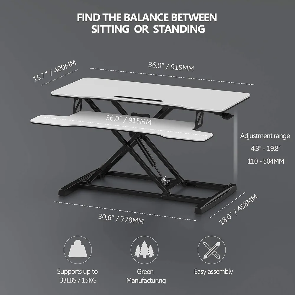 ارتفاع قابل للتعديل مكتب قائم 36 بوصة واسعة الجلوس لوقوف محول الوقوف مكتب محطة عمل الطاولة لأجهزة الكمبيوتر المحمولة شاشة مزدوجة Ris