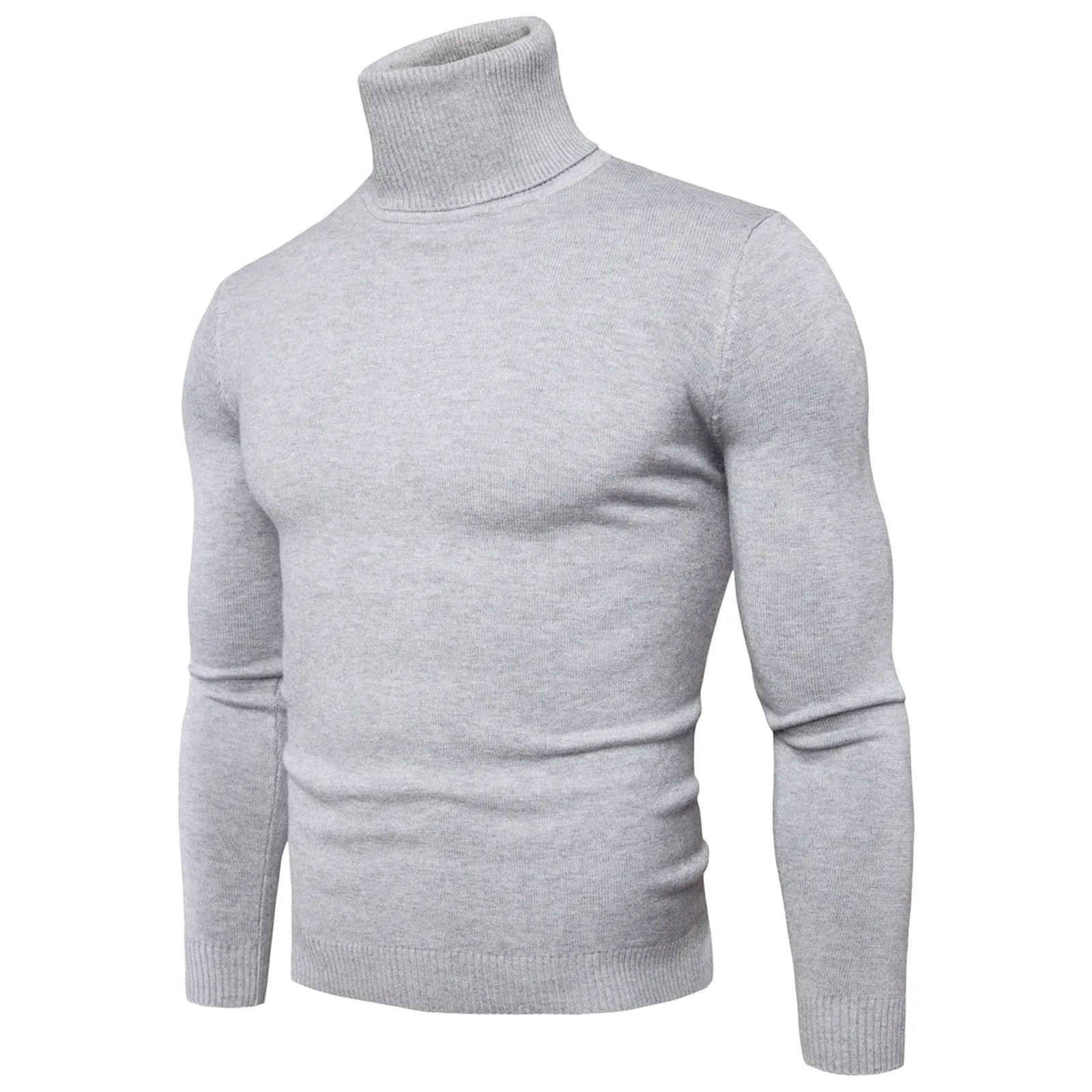 

Men Knit Sweater Pullover Autumn Winter Elegant Soft Basic Turtleneck Sweater Flexibility Solid Color Long Sleeve Slim Fit Tops