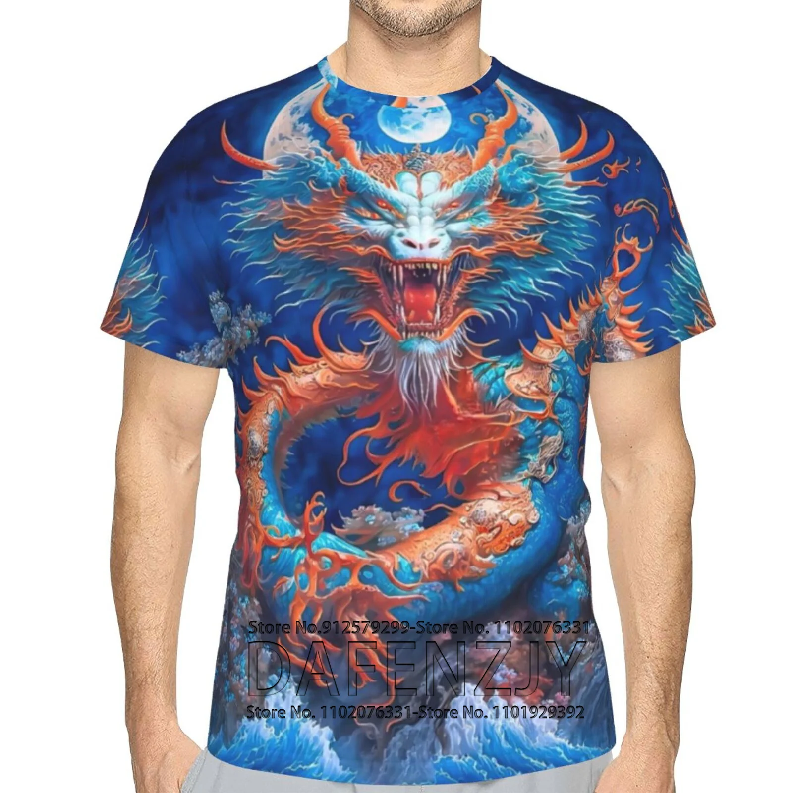 Men's T-Shirt 3d Animal Dragon Printed Men's Tshirt Casual Short-Sleeved Simple Summer O-Neck T-Shirt