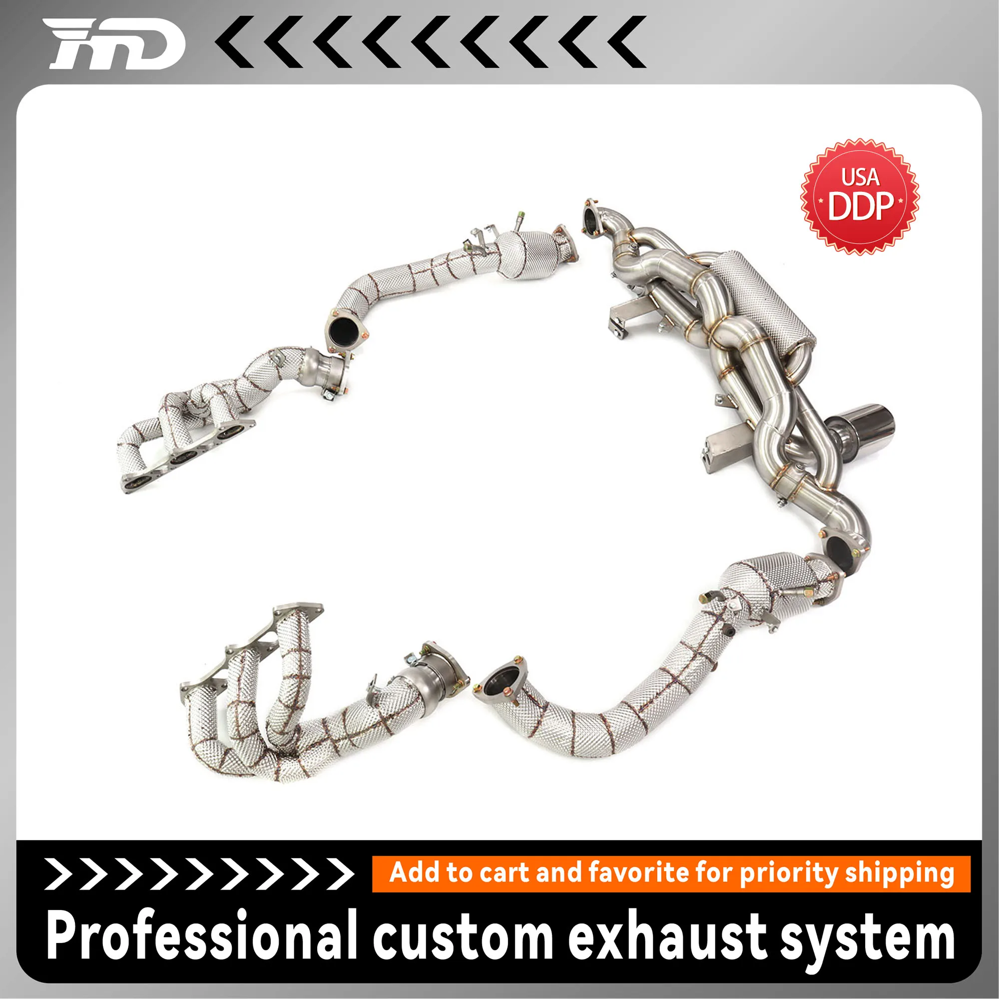 

Exhaust System for Porsche 718 Cayman GT4 RS 4.0L Stainless Steel Exhaust with Vacuum-Open Valves Includes Front Pipes