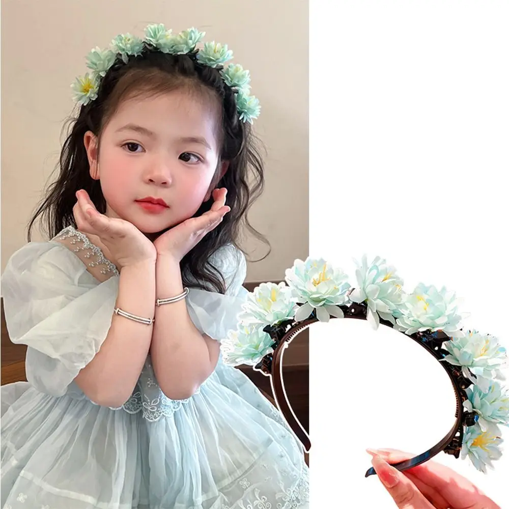 Simulation Flower Ethnic Style Flower Headband Headdress Girls Silk Flower Hair Hoop Headwear Decoration