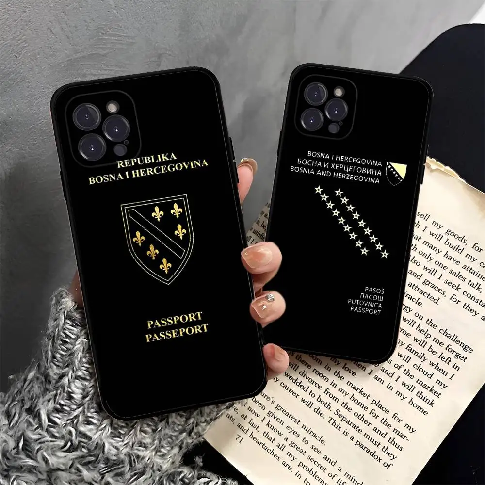 

Bosnia And Herzegovina Passport Phone Case For Iphone 16 15 17 13 14 12 11 Pro Max Plus Black Shell Cover Case