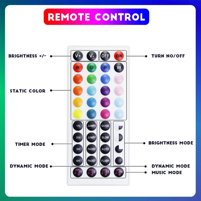 Bluetooth RGB LED Strip Light with 44keys Remote Control 24V Led Rope Light Bar Wireless 5050smd Led for Bedroom Room Decoration