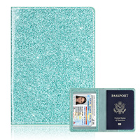 Glittery Passport Holder for Women, PU Leather Travel Wallet Passport Wallet Organizer For Women
