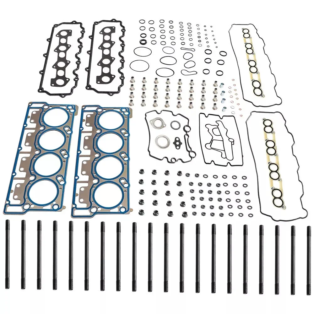 Engine Parts New Cylinder Head Stud Kit & Head Gasket Set 18mm Fit 6.0 L For 03-06 Ford Excursion F-350 Super Duty 6.0L DIESEL