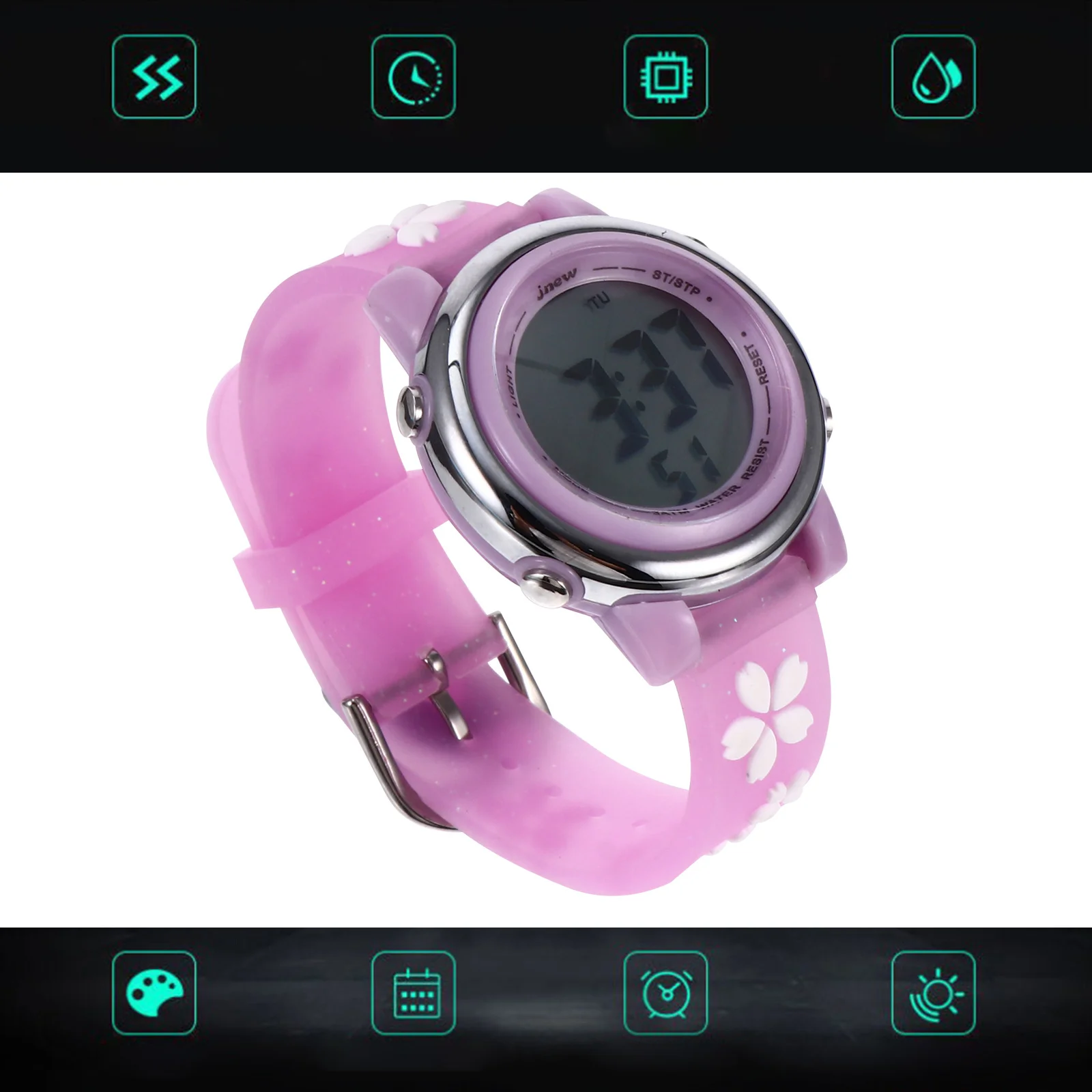 Waterproof Watch Adorable Cartoon Wristwatch Creative Flower Pattern Electronic Watch for Waterproof Wristwatch