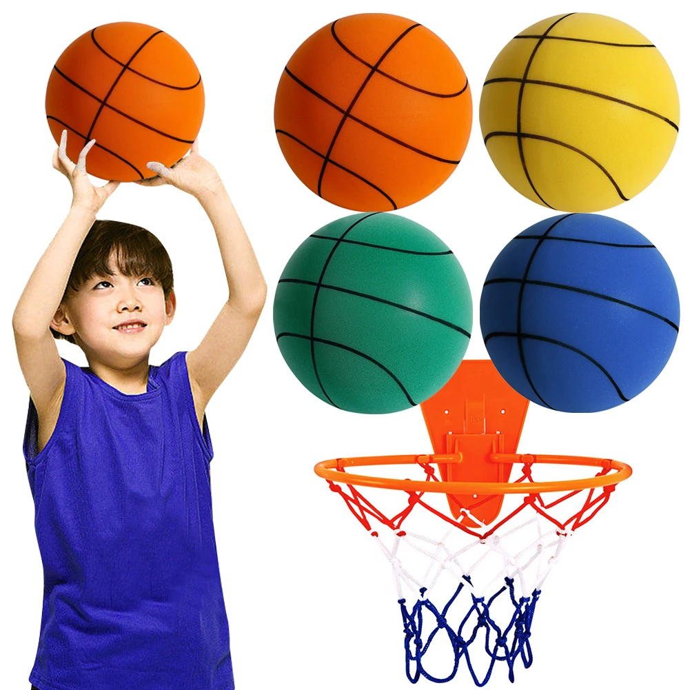 18/21/24CM Kids Bouncing Mute Ball High-Resilience Mute Dribbling Basketball Training Foam Ball Basketball Hoop Bounce Football