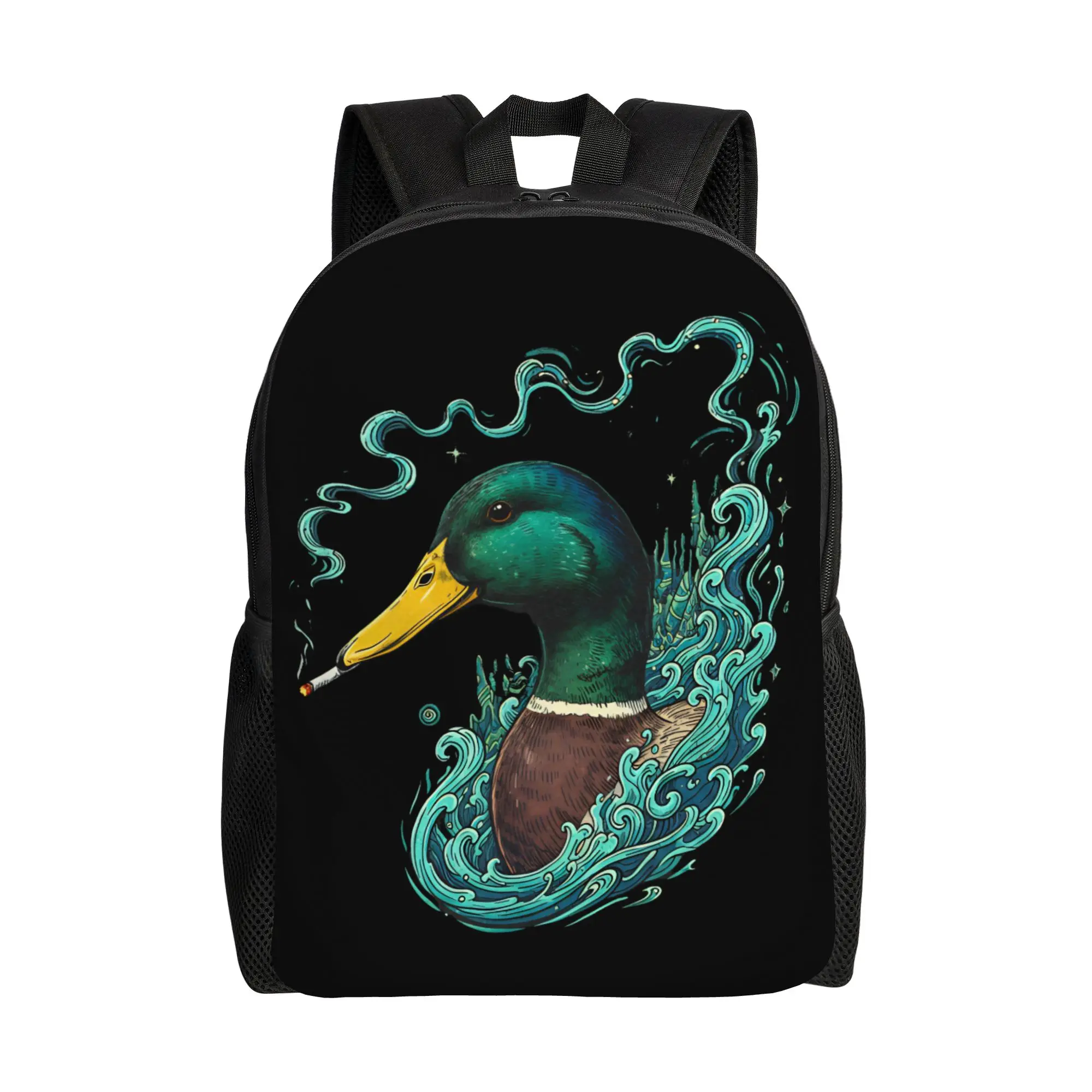 

Funny Mallard Duck Smoking Cigarette Meme Backpack Cycling Backpacks Women Men Kawaii School Bags Custom Lightweight Rucksack