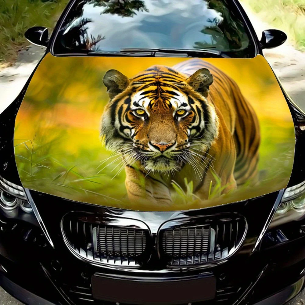 3D realistic tiger domineering car hood vinyl sticker, interpreting the style of the king of beasts