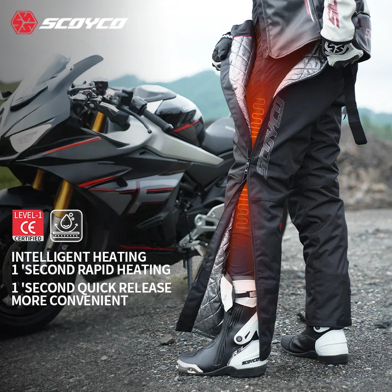 Scoyco Electric Heated Motorcycle Pants Autumn Winter Warm Quick-Release Riding Pants Motorbike Off-Road Quick Take Off Trousers