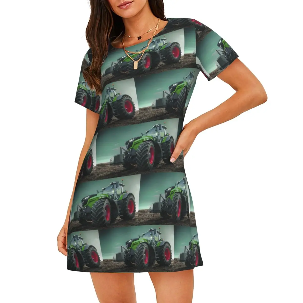 Custom Farming Tractor Fendt Short Sleeves Nightdress For Sleeping Sleepshirts Women Short Sleeve Nightgowns Soft Pajama Dress