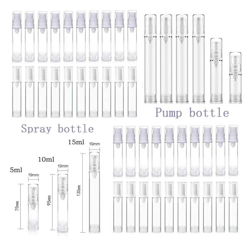 

100Pcs 5/10/15ml Mini Clear Plastic Spray Bottle Portable Travel Lotion Pump Bottles Refillable Empty Liquid Perfume Containers