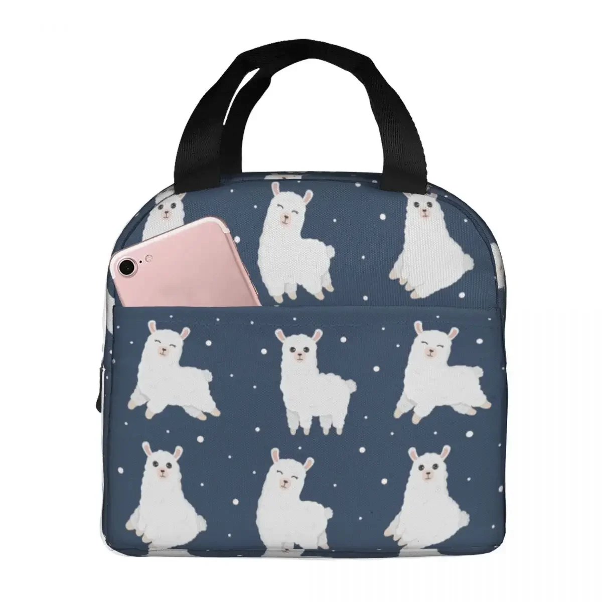 Llama Alpaca Lunch Bag Waterproof Insulated Canvas Cooler Thermal Cold Food Picnic Lunch Box for Women Girl