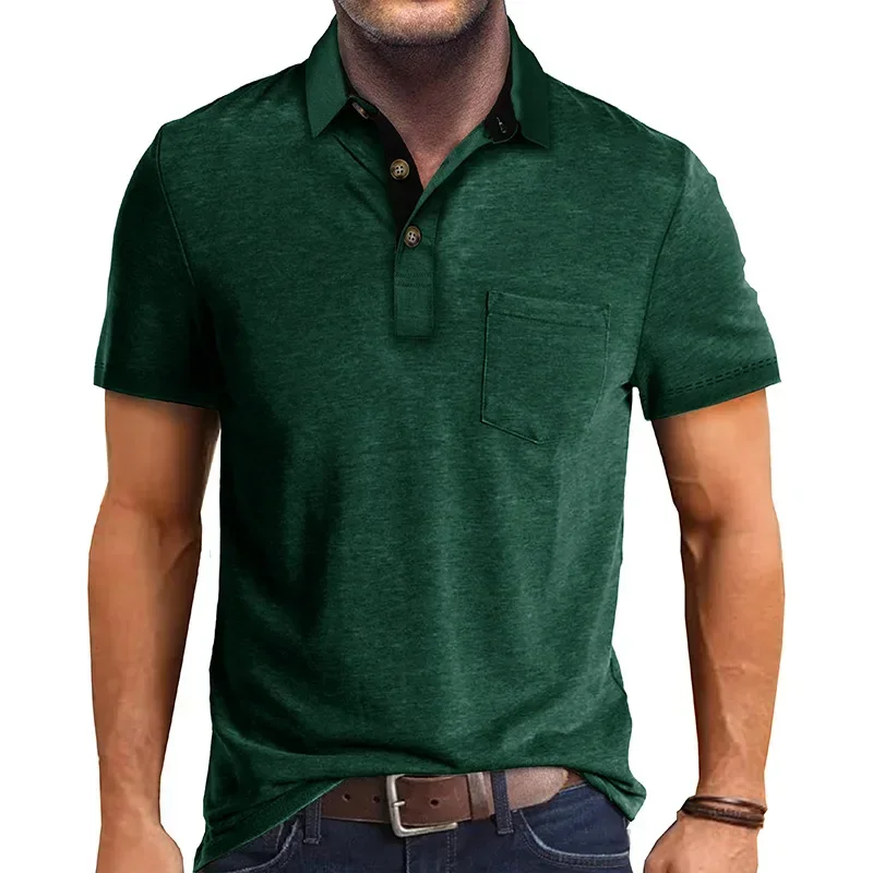 High Quality Summer New Men's Lapel Solid Ventilate Polo Short Sleeve Fashion Business Casual Multicolor Short Sleeve T-shirt