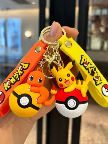 Pokémon Poké Ball Keychain Set, Pikachu Eevee Charmander figure Keychain, Anime Collectible Key Ring for Bag Backpack Gift