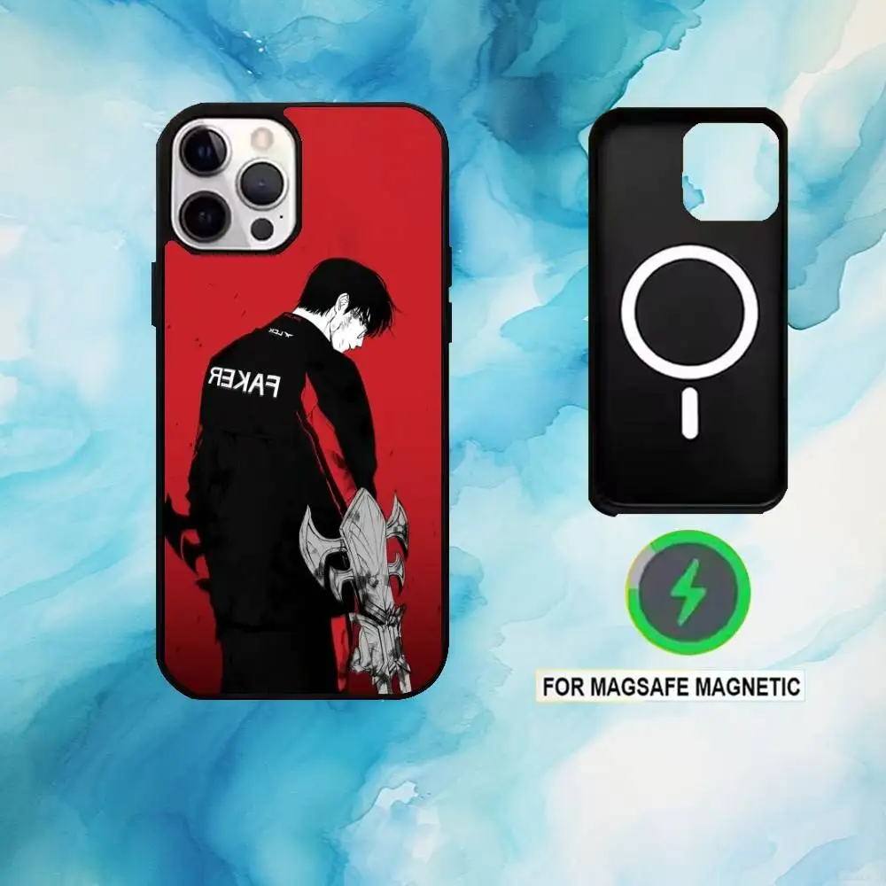 Funda de teléfono SKT T1 Faker L-LOL para iPhone17,16,15,14,13,12,11 Plus,Pro Max carga inalámbrica magnética Magsafe