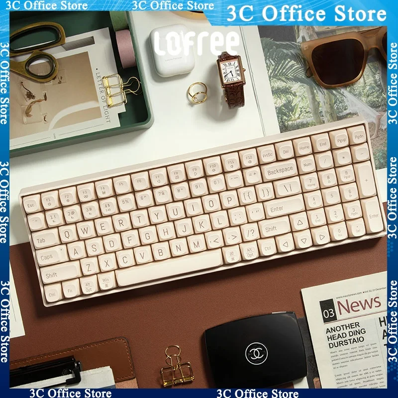 Lofree Oe902 100keys Mechanical Keyboard Wireless Bluetooth Girl Kawaii Full Key Hot Swap Office Game Laptop Keyboard Gift