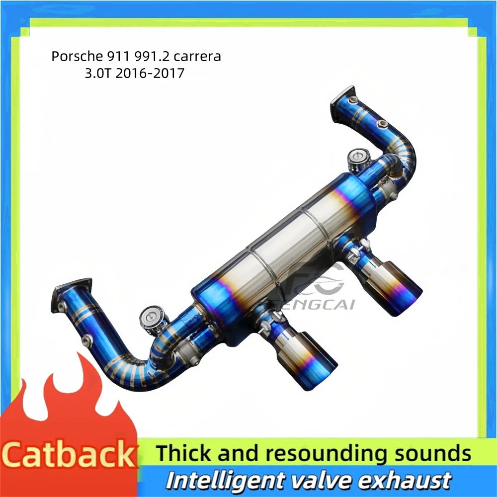 

Титановый глушитель выхлопной системы для Porsche 911 991.2 kerak 3.0T 2016-2017, высококачественная выхлопная труба Catback с вакуумным клапаном