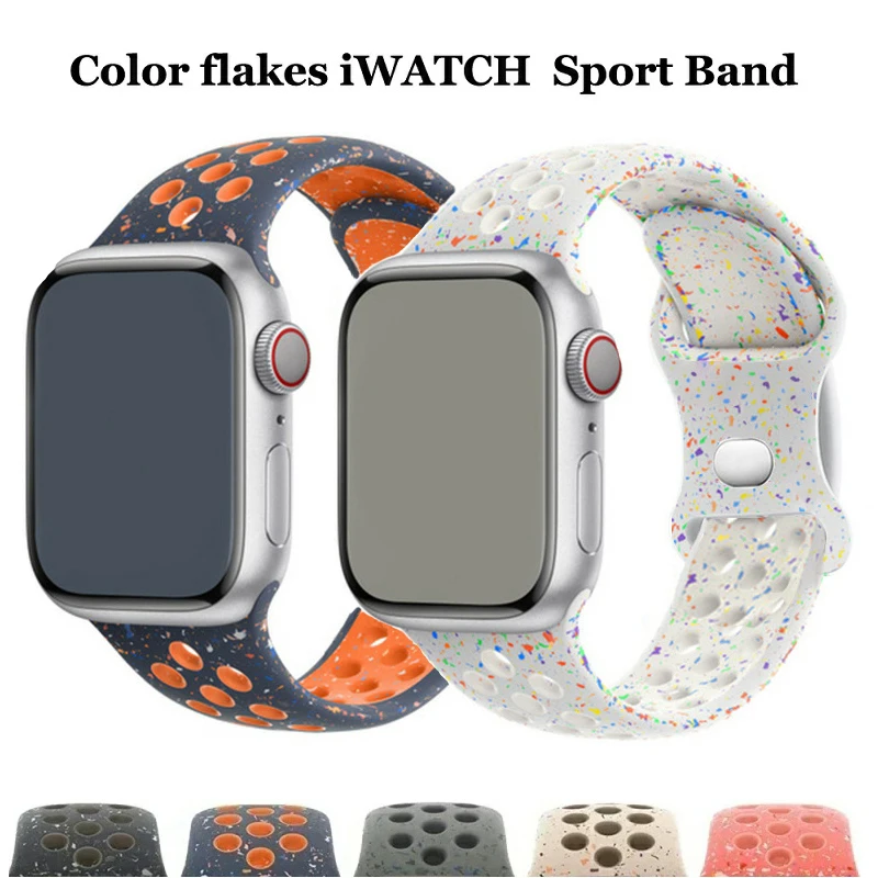 

Ремешок для Apple Watch Ulta 2, спортивный браслет с цветными хлопьями для iWatch Series 9 8 7 6 5 SE, 49 мм 45 мм 44 мм 42 мм 41 мм 40 мм 38 мм