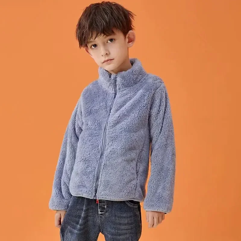 Children\'s Fleece Jacket Winter Thickened Warm Coats for Boys Girls Coral Velvet Windbreaker Teenager Outerwear Baby Outfits