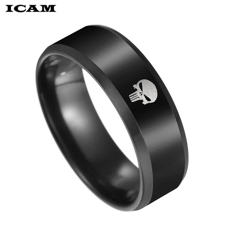 ICAM Stainless Steel Men Rings Skull Devil Punk Rock Hip Hop Jewelry Creativity Gift For Biker Male Boyfriend