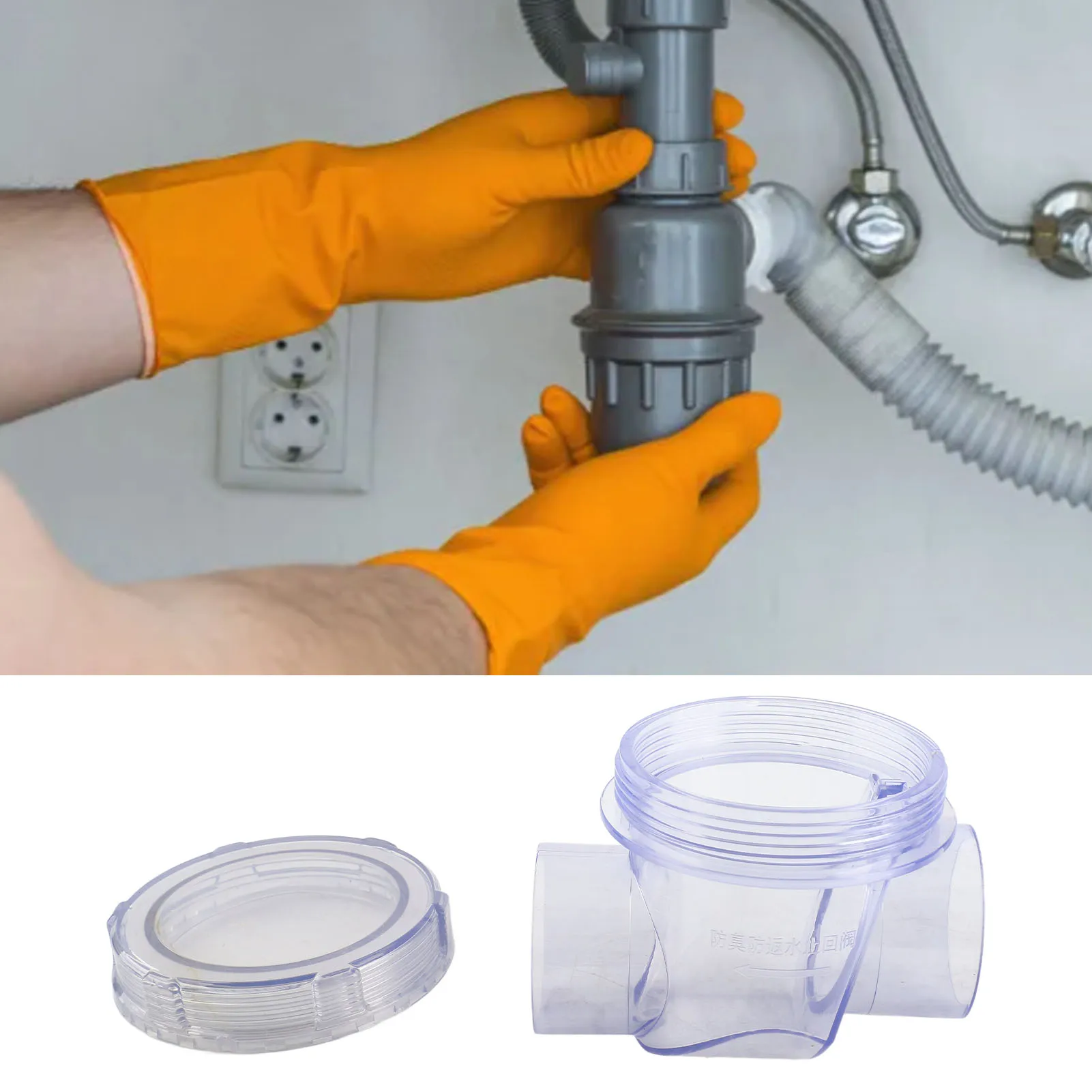 Check Valve Toilet Backwater Backflow Prevention PVC Inline One Way Non Return Valve