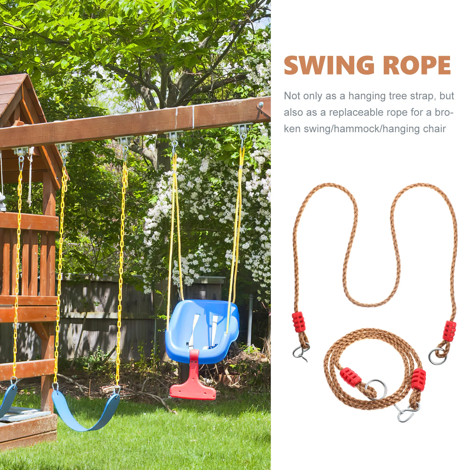 

2Pcs Tree Swing Rope Adjustable Nylon Hanging Strap for Hammock Chair Swing Rope Replacement Kit Hammock Strap